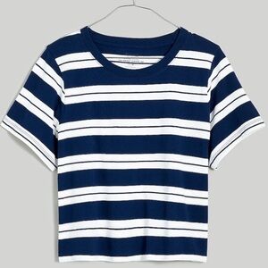 Softfade Cotton Boxy-Crop Tee— navy (dark nightfall)